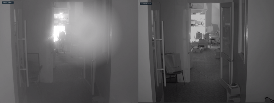 Avec le film de protection en place (image floue) | Après retrait du film de protection